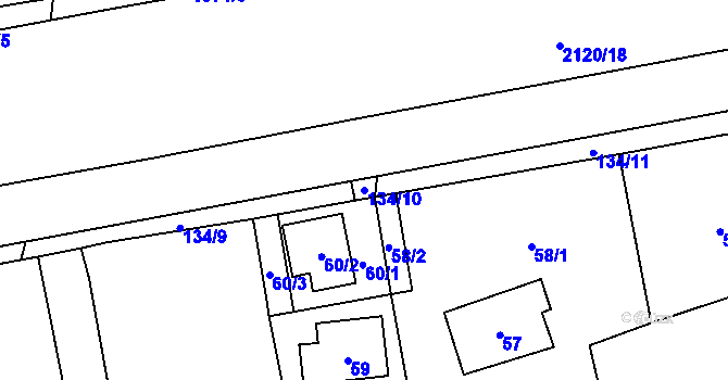 Parcela st. 134/10 v KÚ Všenory, Katastrální mapa