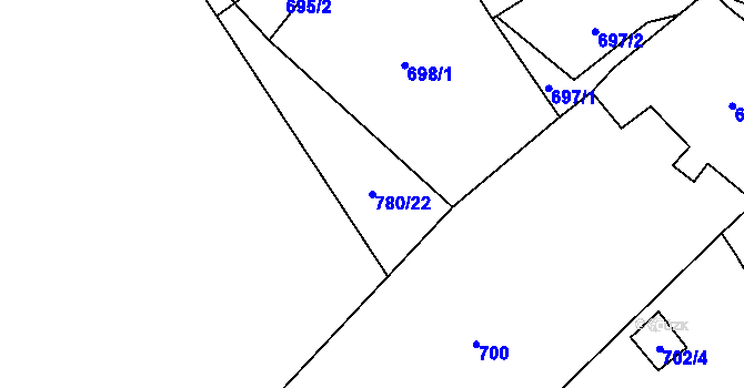 Parcela st. 780/22 v KÚ Všenory, Katastrální mapa