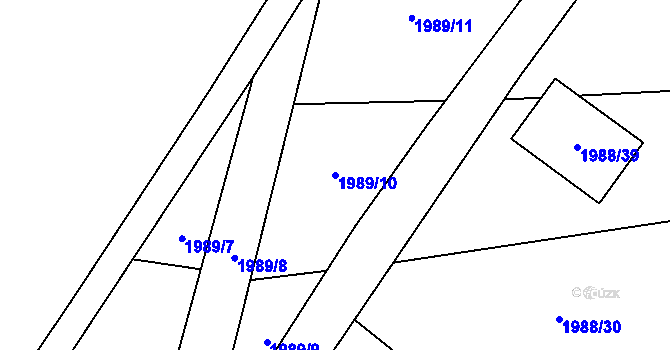 Parcela st. 1989/10 v KÚ Všenory, Katastrální mapa