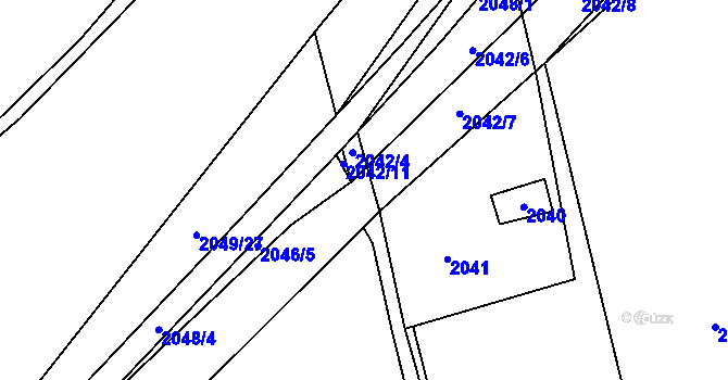 Parcela st. 2042/5 v KÚ Všenory, Katastrální mapa