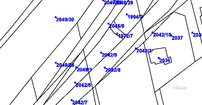 Parcela st. 2042/9 v KÚ Všenory, Katastrální mapa