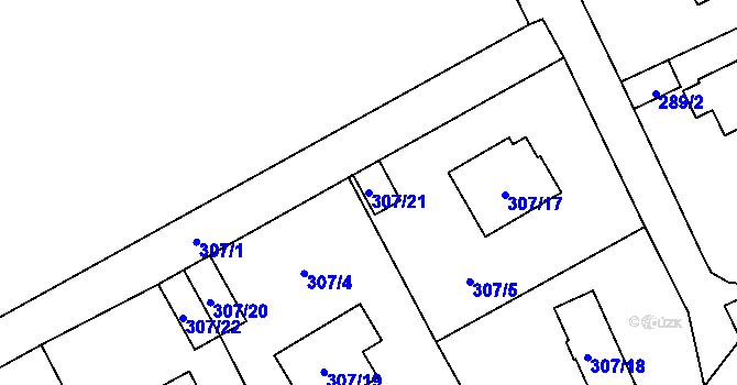 Parcela st. 307/21 v KÚ Všenory, Katastrální mapa