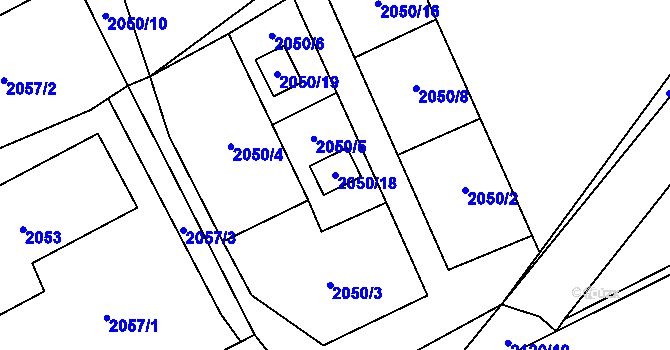 Parcela st. 2050/18 v KÚ Všenory, Katastrální mapa