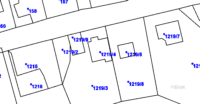 Parcela st. 1219/4 v KÚ Všenory, Katastrální mapa
