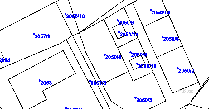 Parcela st. 2050/4 v KÚ Všenory, Katastrální mapa