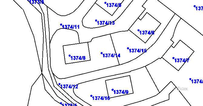 Parcela st. 1374/14 v KÚ Všenory, Katastrální mapa