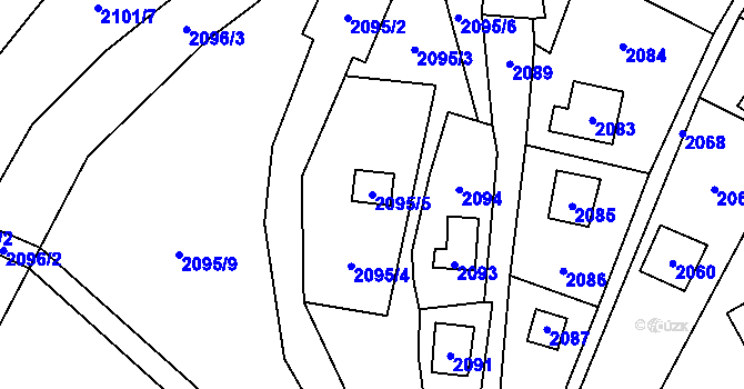 Parcela st. 2095/5 v KÚ Všenory, Katastrální mapa