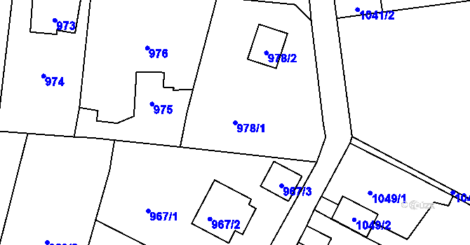 Parcela st. 978/1 v KÚ Všenory, Katastrální mapa