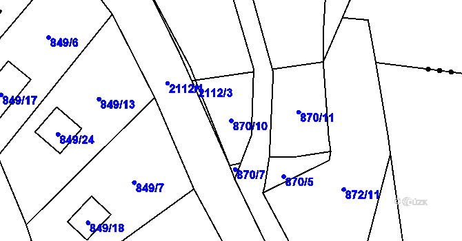 Parcela st. 870/10 v KÚ Všenory, Katastrální mapa