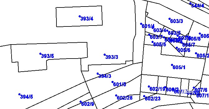Parcela st. 393/3 v KÚ Všenory, Katastrální mapa