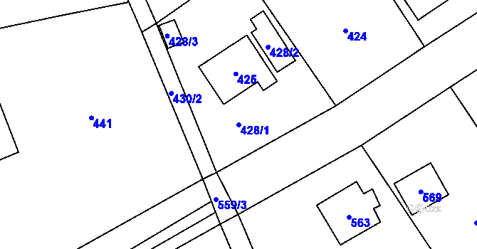 Parcela st. 428/1 v KÚ Všenory, Katastrální mapa