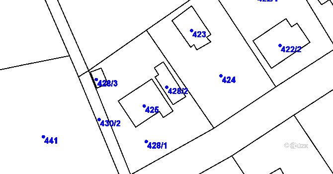 Parcela st. 428/2 v KÚ Všenory, Katastrální mapa