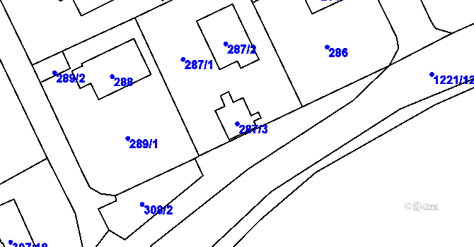 Parcela st. 287/3 v KÚ Všenory, Katastrální mapa