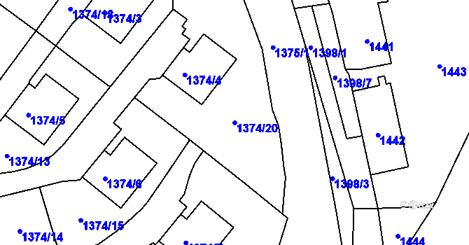 Parcela st. 1374/20 v KÚ Všenory, Katastrální mapa