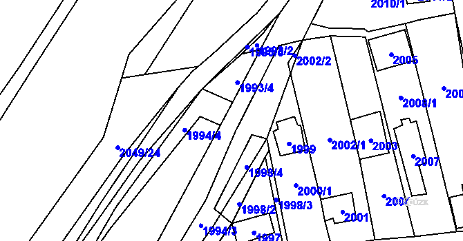 Parcela st. 1994/6 v KÚ Všenory, Katastrální mapa