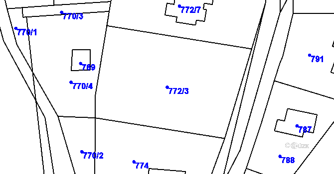 Parcela st. 772/3 v KÚ Všenory, Katastrální mapa