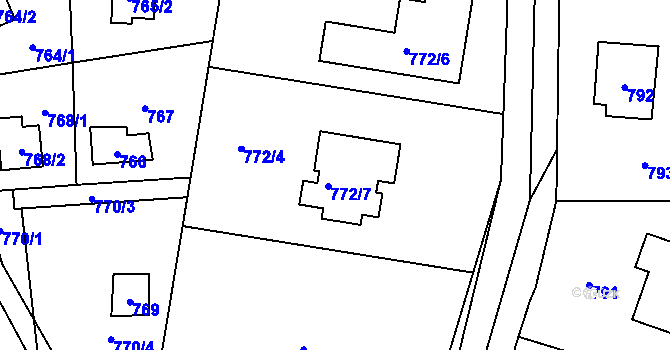 Parcela st. 772/4 v KÚ Všenory, Katastrální mapa