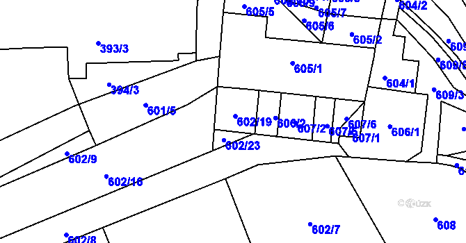 Parcela st. 602/19 v KÚ Všenory, Katastrální mapa