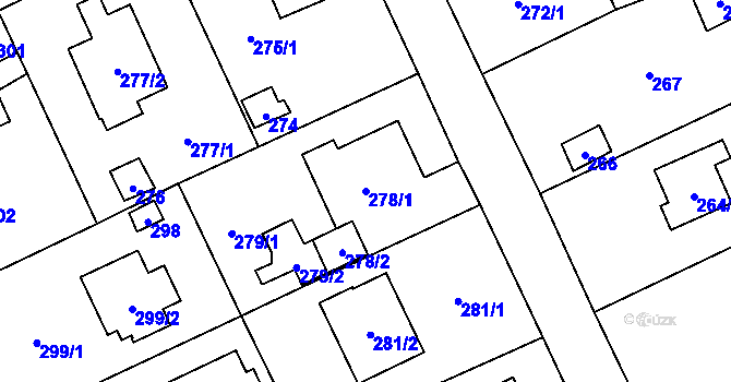 Parcela st. 278/1 v KÚ Všenory, Katastrální mapa
