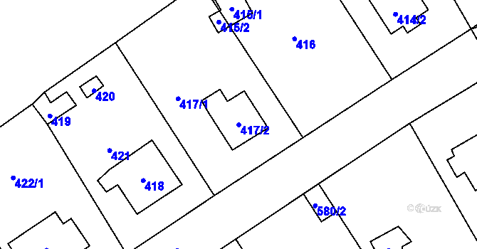Parcela st. 417/2 v KÚ Všenory, Katastrální mapa