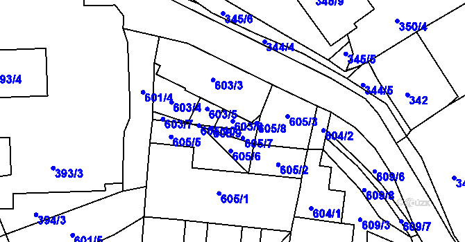 Parcela st. 603/6 v KÚ Všenory, Katastrální mapa