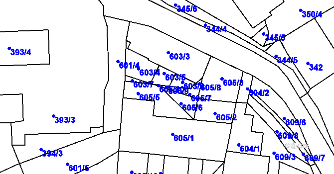 Parcela st. 605/9 v KÚ Všenory, Katastrální mapa