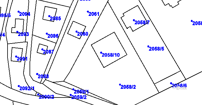 Parcela st. 2058/10 v KÚ Všenory, Katastrální mapa