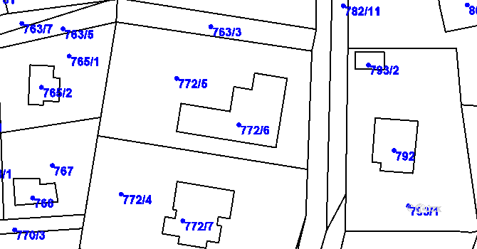 Parcela st. 772/6 v KÚ Všenory, Katastrální mapa
