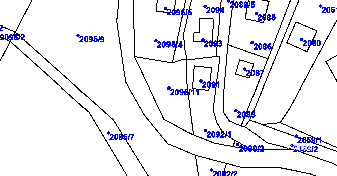 Parcela st. 2095/11 v KÚ Všenory, Katastrální mapa