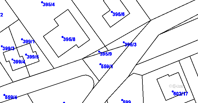 Parcela st. 395/9 v KÚ Všenory, Katastrální mapa