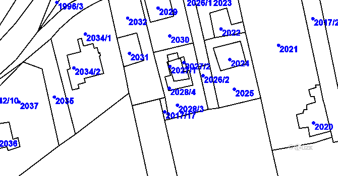 Parcela st. 2028/4 v KÚ Všenory, Katastrální mapa
