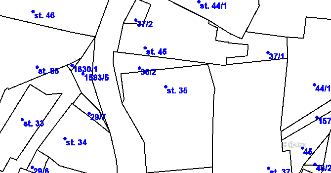 Parcela st. 35 v KÚ Všepadly, Katastrální mapa