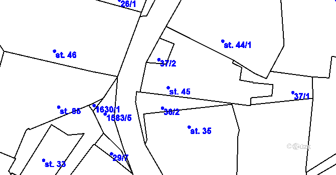 Parcela st. 45 v KÚ Všepadly, Katastrální mapa