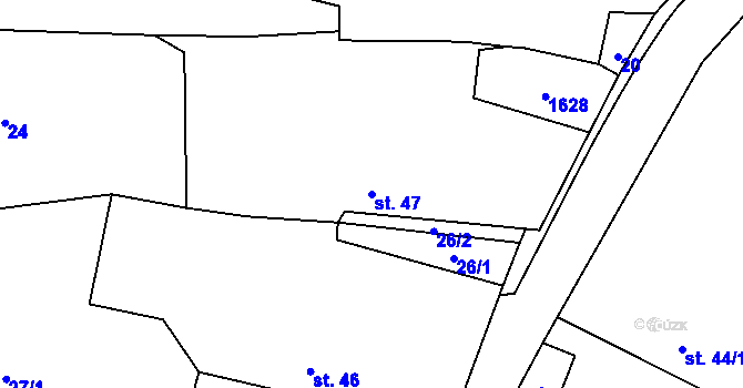 Parcela st. 47 v KÚ Všepadly, Katastrální mapa