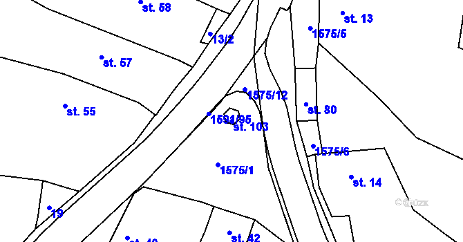 Parcela st. 103 v KÚ Všepadly, Katastrální mapa