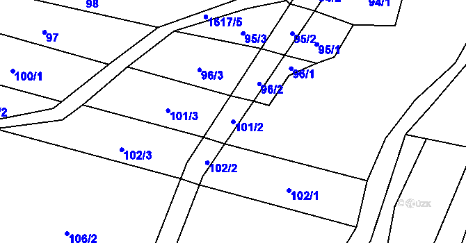 Parcela st. 101/2 v KÚ Všepadly, Katastrální mapa