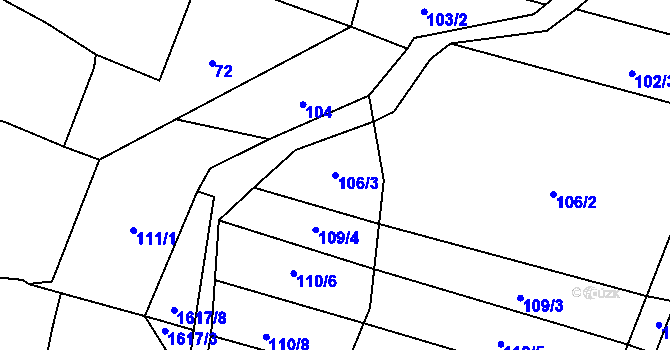 Parcela st. 106/3 v KÚ Všepadly, Katastrální mapa