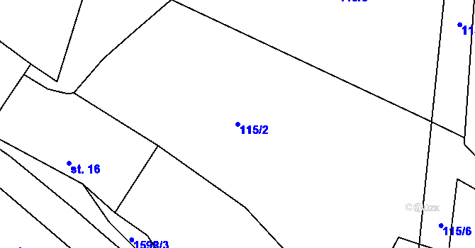 Parcela st. 115/2 v KÚ Všepadly, Katastrální mapa