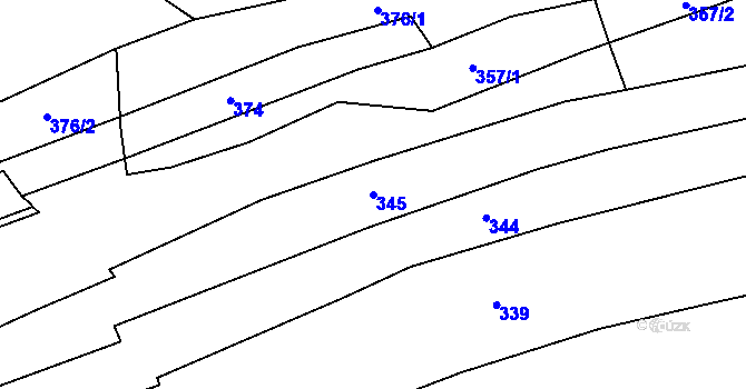 Parcela st. 345 v KÚ Všepadly, Katastrální mapa