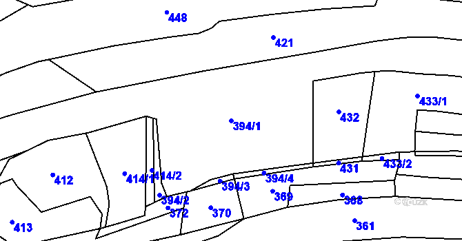 Parcela st. 394/1 v KÚ Všepadly, Katastrální mapa