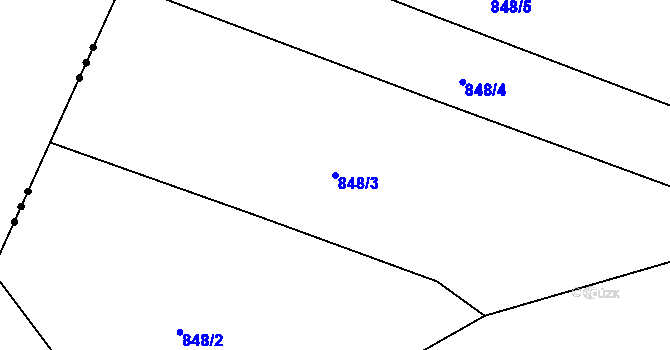 Parcela st. 848/3 v KÚ Všepadly, Katastrální mapa