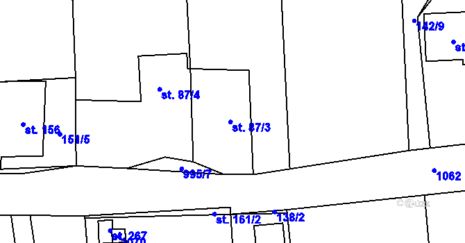 Parcela st. 87 v KÚ Všeradice, Katastrální mapa