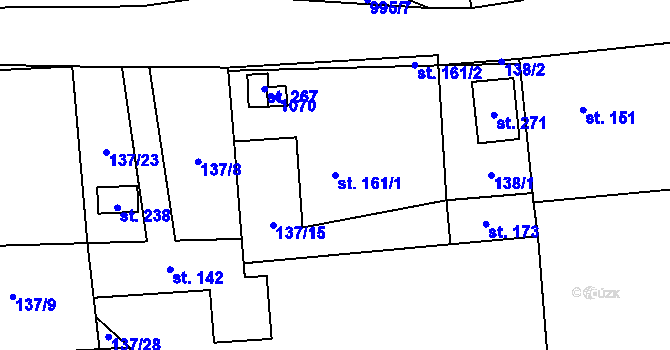 Parcela st. 161/1 v KÚ Všeradice, Katastrální mapa