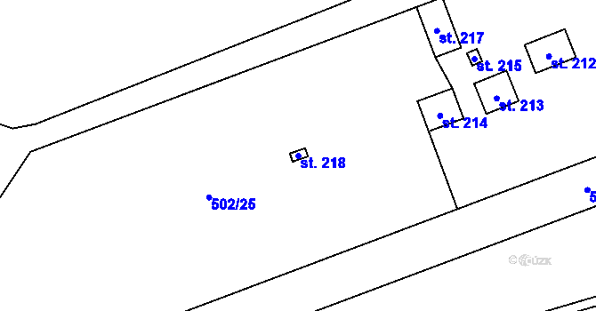 Parcela st. 218 v KÚ Všeradice, Katastrální mapa