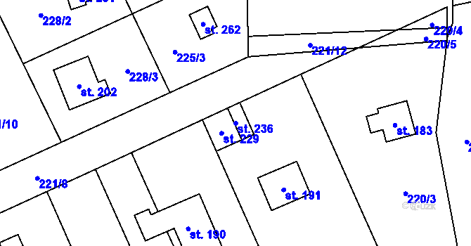 Parcela st. 236 v KÚ Všeradice, Katastrální mapa