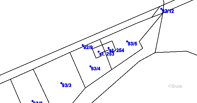 Parcela st. 253 v KÚ Všeradice, Katastrální mapa