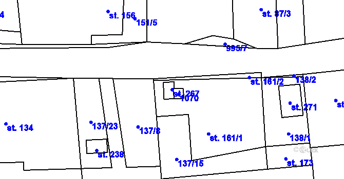Parcela st. 267 v KÚ Všeradice, Katastrální mapa