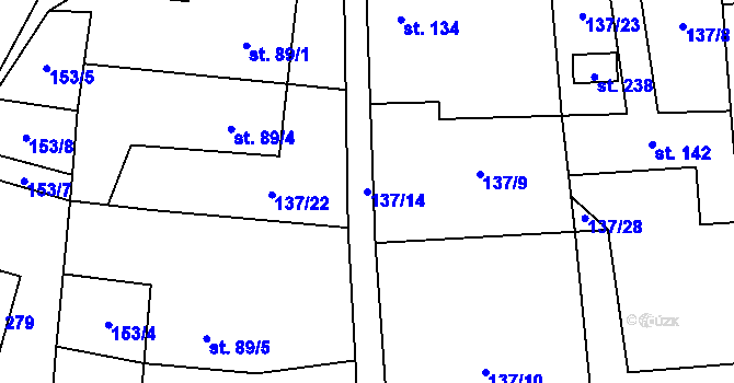 Parcela st. 137/14 v KÚ Všeradice, Katastrální mapa
