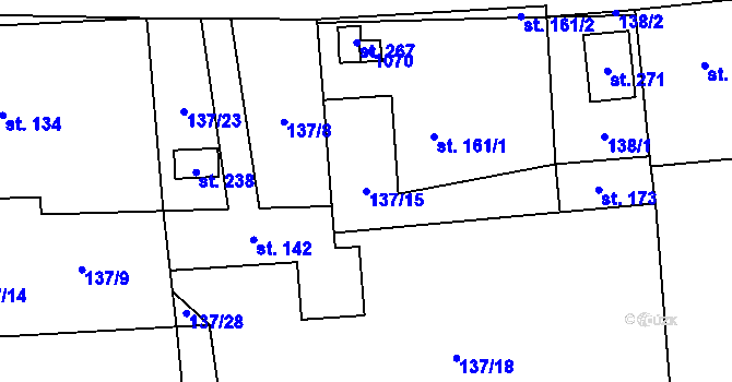 Parcela st. 137/15 v KÚ Všeradice, Katastrální mapa
