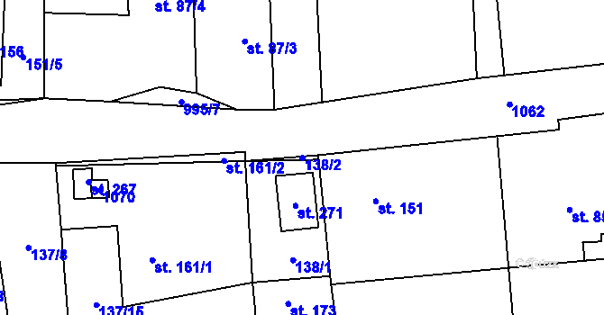 Parcela st. 138/2 v KÚ Všeradice, Katastrální mapa